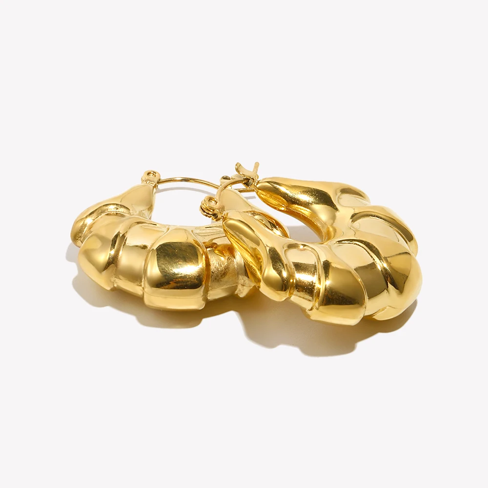 E.B.belle Trendy Special Purse Bag Shaped Gold Plated Light Weight Hoop Earrings For Woman Party Stainless Steel Earring Jewelry