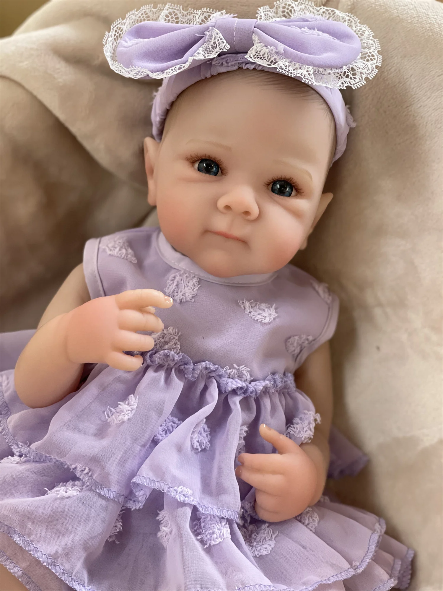 18-20Inch Washable Bettie Bebe Reborn Girl With Painted Hair Full Body Vinyl 3D Painted Skin Visible Veins Newbonr Baby Doll