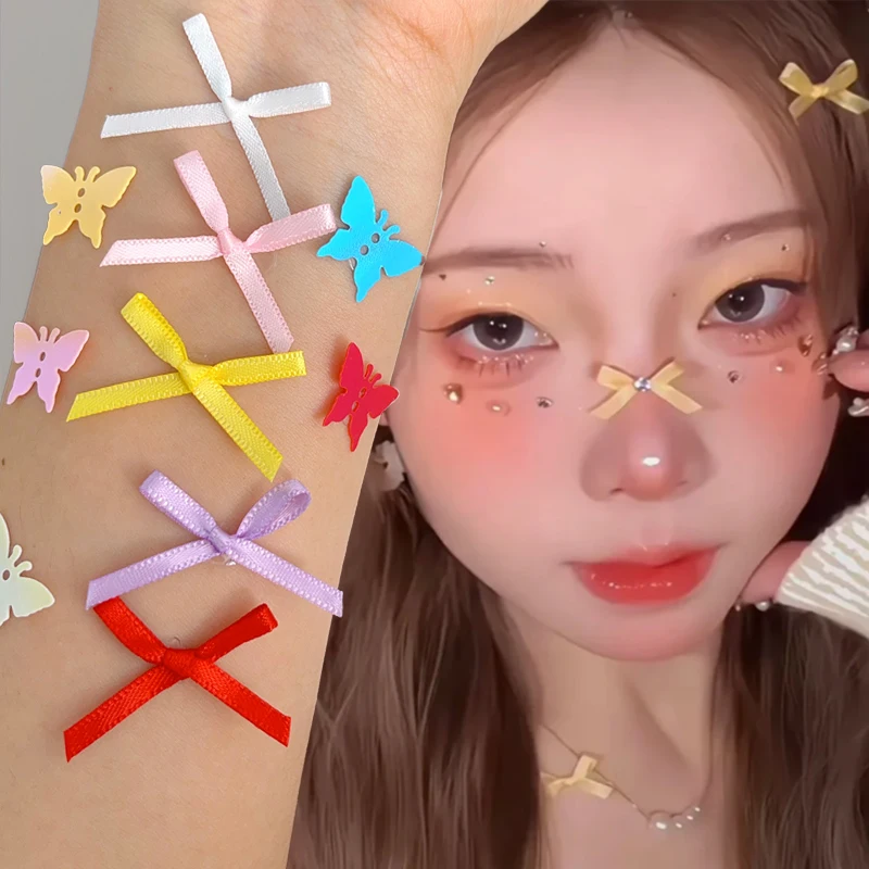 3D الوجه كريستال الماس ملصقات حجر الراين الشريط القوس DIY سباركلي عيون الوجه ماكياج ملصق المؤقتة الوشم ملصق ماكياج أداة