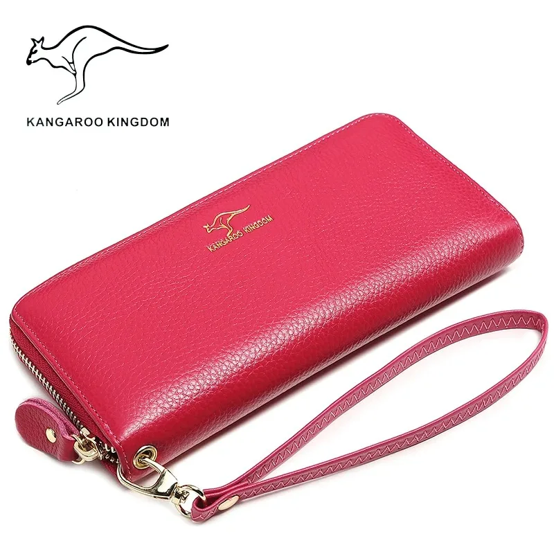 KANGAROO KINGDOM luxury brand women wallets genuine leather long lady clutch purse zipper card holder wallet