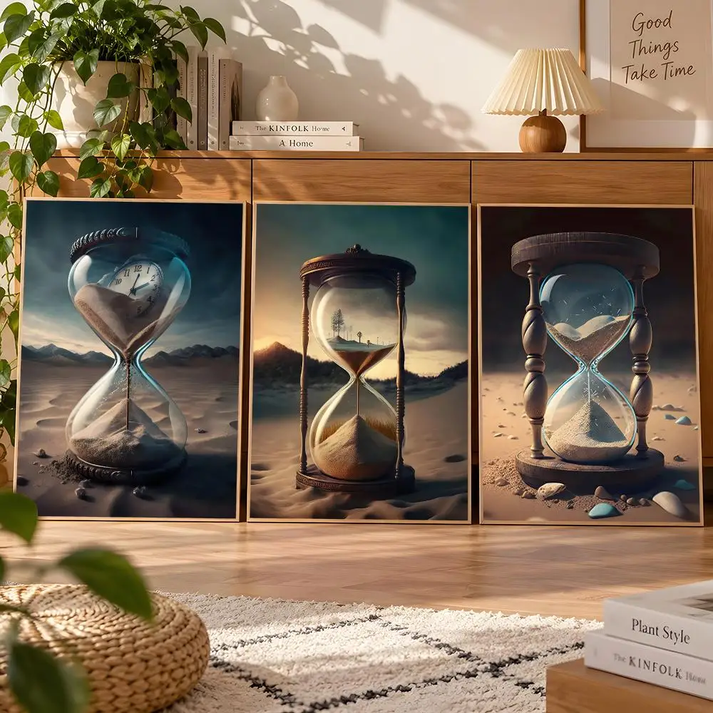 Hourglass Desert Sunset Poster Matte Self Adhesive Wall Art Waterproof Room Decoration Bedroom