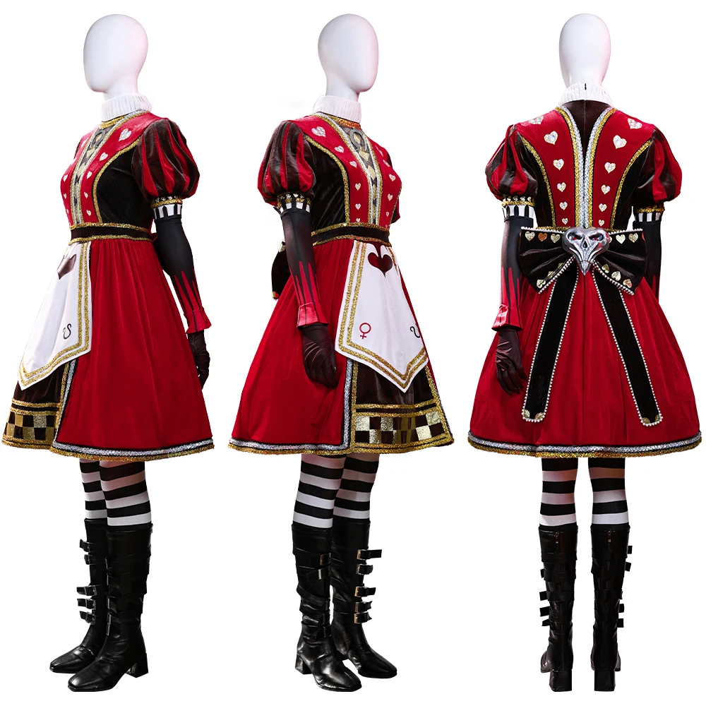 Alice Liddell Cosplay Costume Royal Suit Queen of Hearts High Quality Red Dress Alice Madness Returns Costume Halloween Outfits