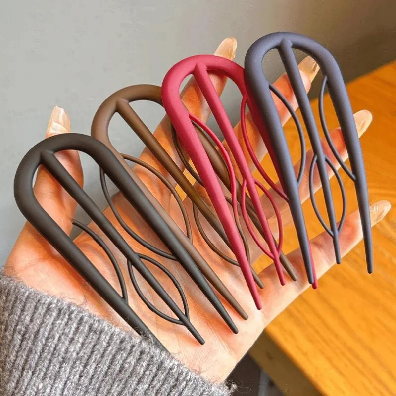 1 PC Acrylic U Shaped Hair Stick Vintage French HairPin Women Acetate Hair Accessories Retro Hairstyle Tool New Headwear image 3