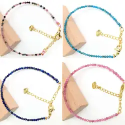 Faceted Gemstones 2-3mm beads Necklace Bracelet Malachite Zircon Agate Sodalite Crystal Choker Men Female Jewelry Party Gift