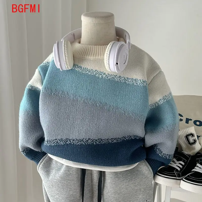 

Осенне-зимняя детская одежда для мальчиков, толстый вязаный свитер с круглым вырезом, корейский детский пуловер, свитер, красивый свитер для мальчиков