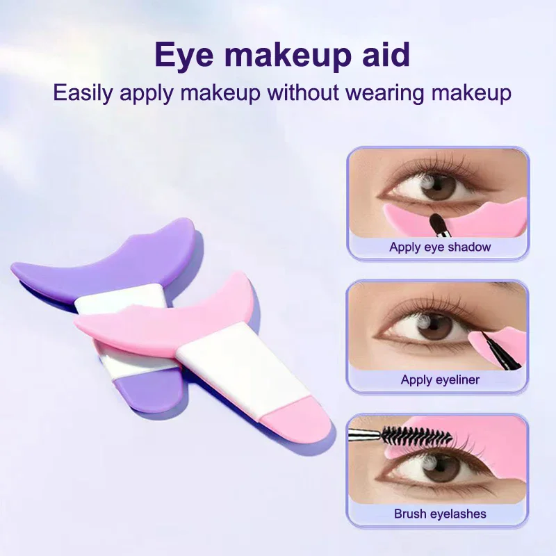 แม่แบบเขียนอายไลเนอร์อเนกประสงค์ ช่วยวาดลายปีก อุปกรณ์ช่วยแต่งหน้า ใช้ได้กับลิปสติก ใช้ซ้ำได้ อุปกรณ์เสริมแต่งหน้า