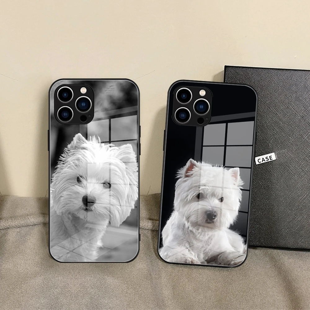 West Highland Terrier Westie Phone Case Tempered Glass For IPhone 16 15 Promax 14 13 Pro 12 11 plus X XS XR Covers