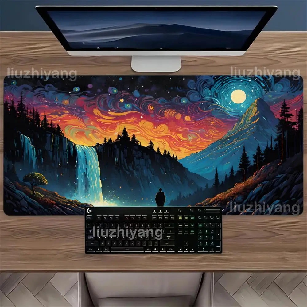 

Landscape Art Mouse Pad Large Computer Office Game Table Mat New XXL Rubber Anti-slip Stitched Edge Keyboard Mats Long Desk Pads