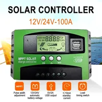 12V 24V Auto MPPT Solar Charge Controller 30A 40A 60A 100A Load Timing Switch Solar Panel PV Regulator LCD Display 5V Dual USB