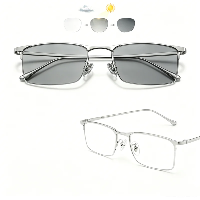 Male and female reading glasses, non spherical resin photochromic gray reading glasses, simple and fashionable, 0+25+50...+500