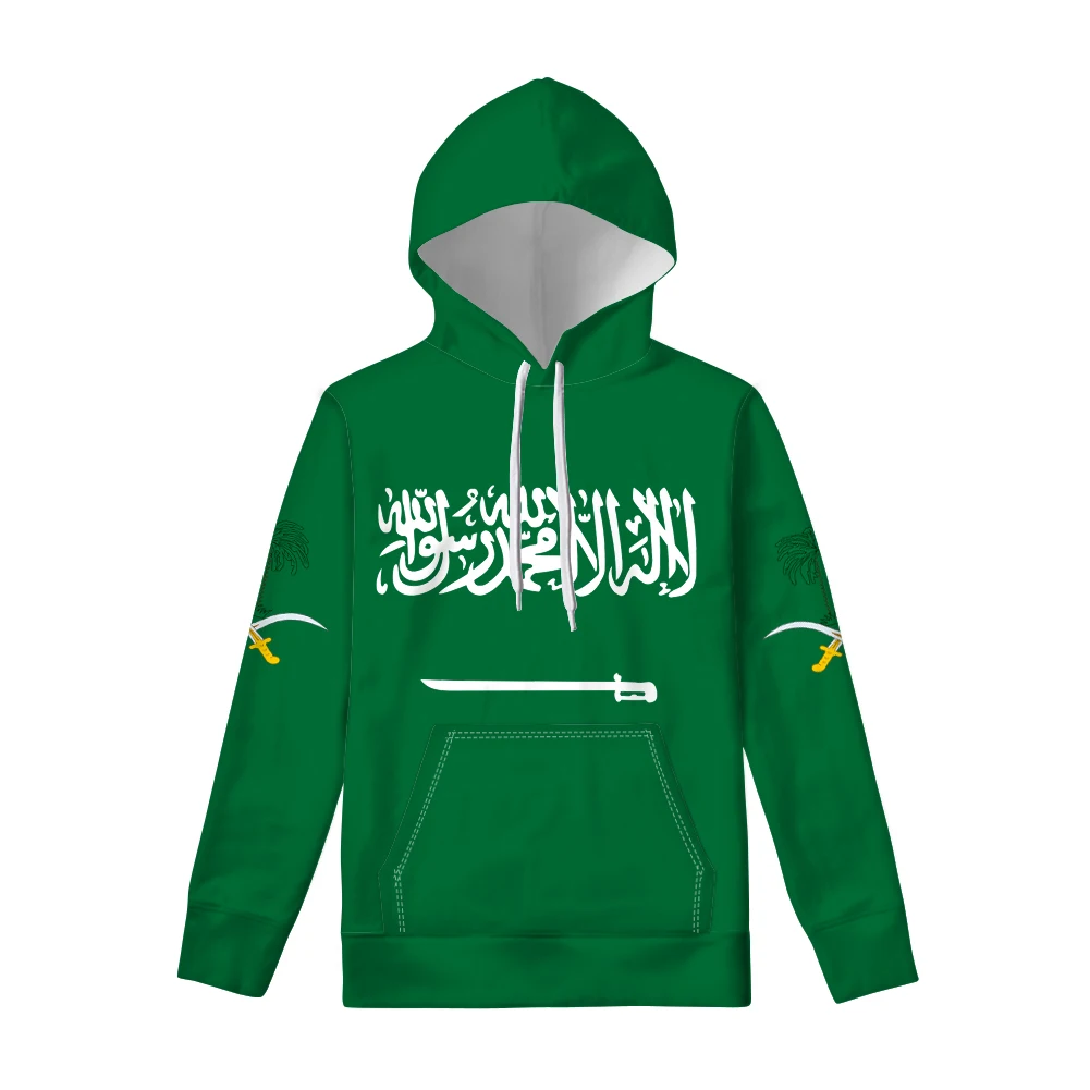 Saudi Arabia Zipper Hoodie Diy Free Custom Name Photo Sweatshirt Nation Flag Sa Arabic Arab Islam Arabian Country Casual Clothes