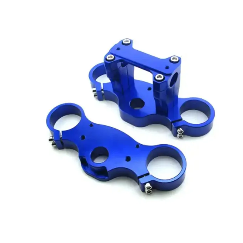 Blue Anodized Aluminum Alloy CNC Precision Machined Motorcycle Handlebar Mounts Motorcycle Handlebar Modified Parts