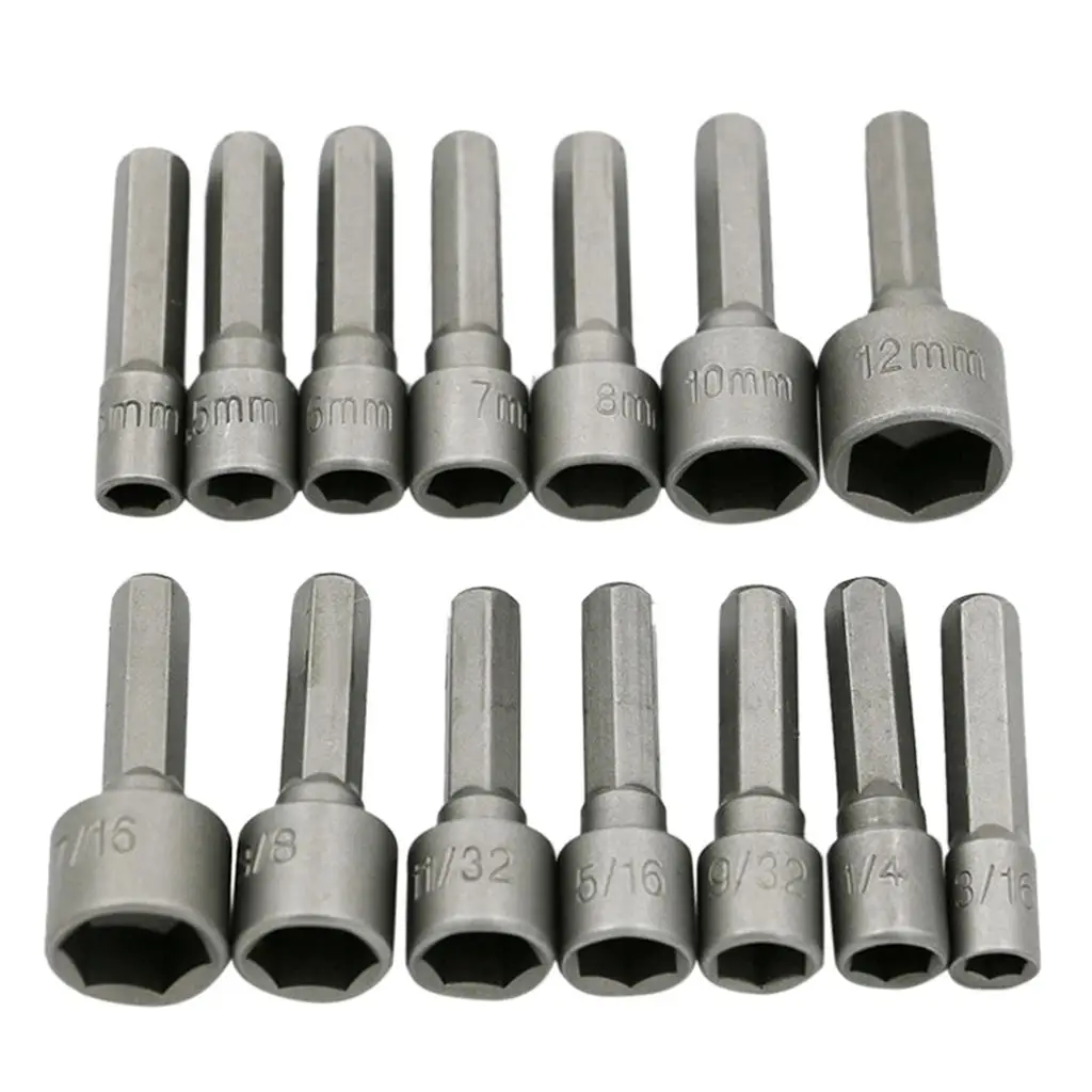 Strong Power Nut Driver Hex Socket Bit Set Extension Adapter DIY Auto Tools