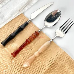 High aesthetic Western tableware set, home creative 304 stainless steel steak knife, fork, spoon three piece set