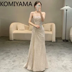 Customized French Sexy Tube Top Wedding Party Dresses Strapless Slim Waist Evening Dress Strapless Luxury Host Performance Prom