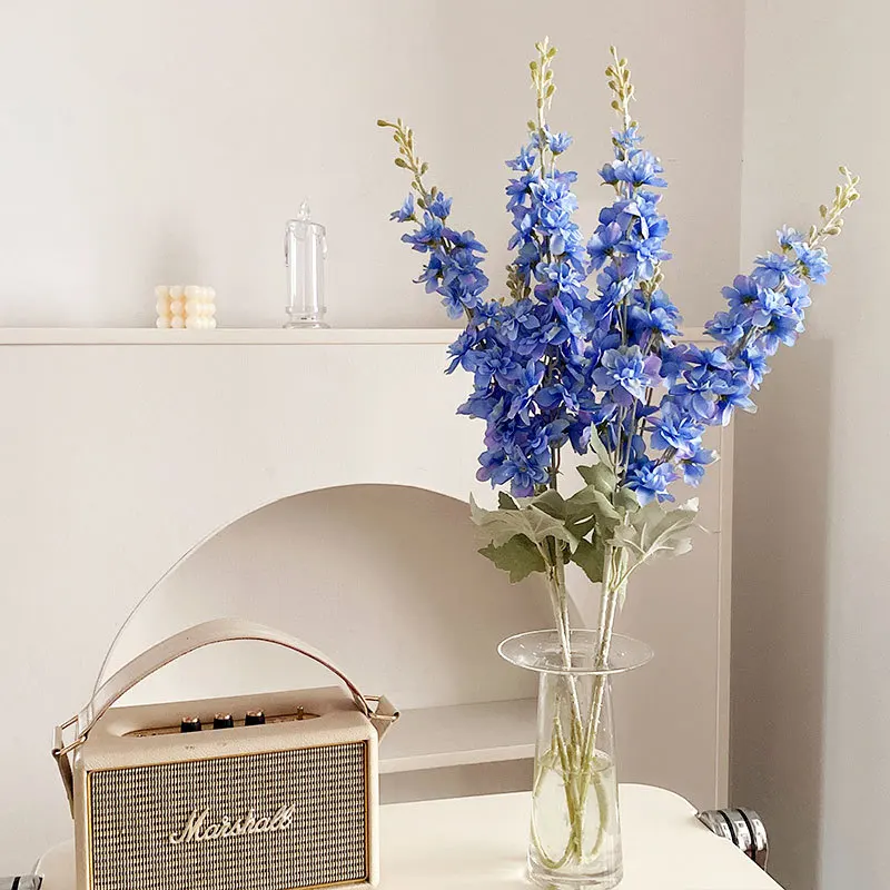 2 Fork Artificial Flocking Delphinium Flowers Wedding Home Decoration Furnishing Flowers Wedding Decoration Hyacinth Flower