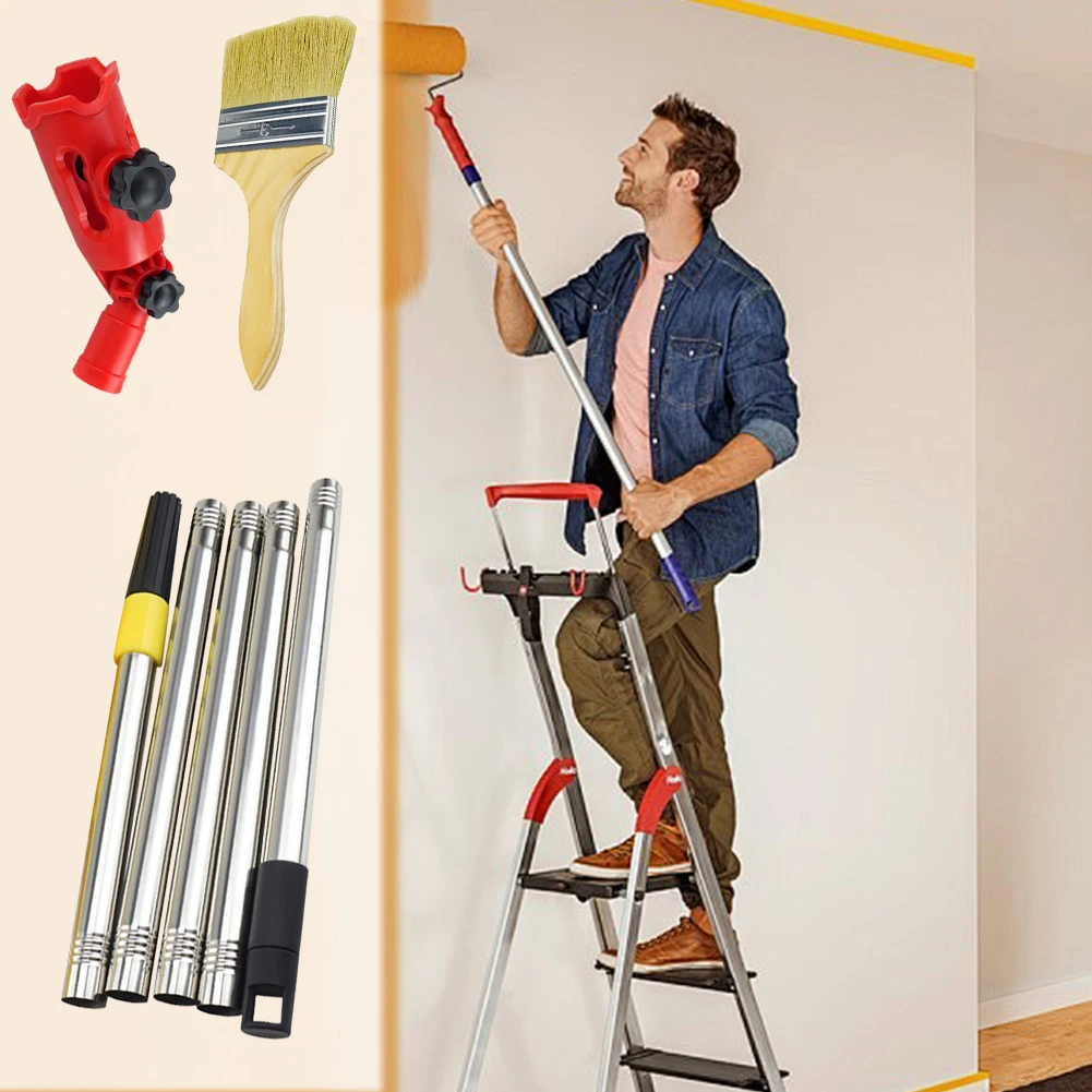 Multi-Angle Paint Brush Extender Paint Brush Extension Handle Detachable Telescopic Rod Removable Extension Rod for High Ceiling