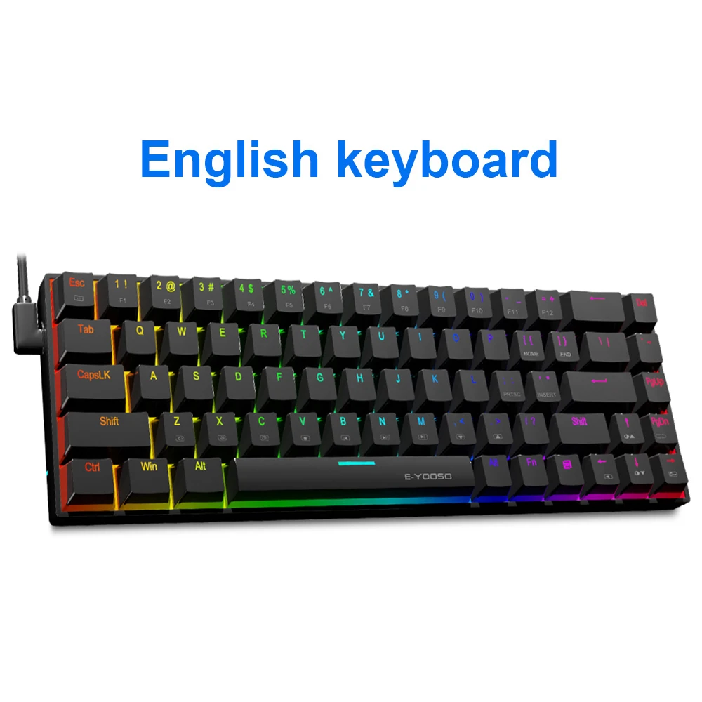 E-YOOSO Z686 RGB USB 60% Mini slim Mechanical Gaming Wired Keyboard Red Switch 68 Keys Gamer for Compute PC Laptop