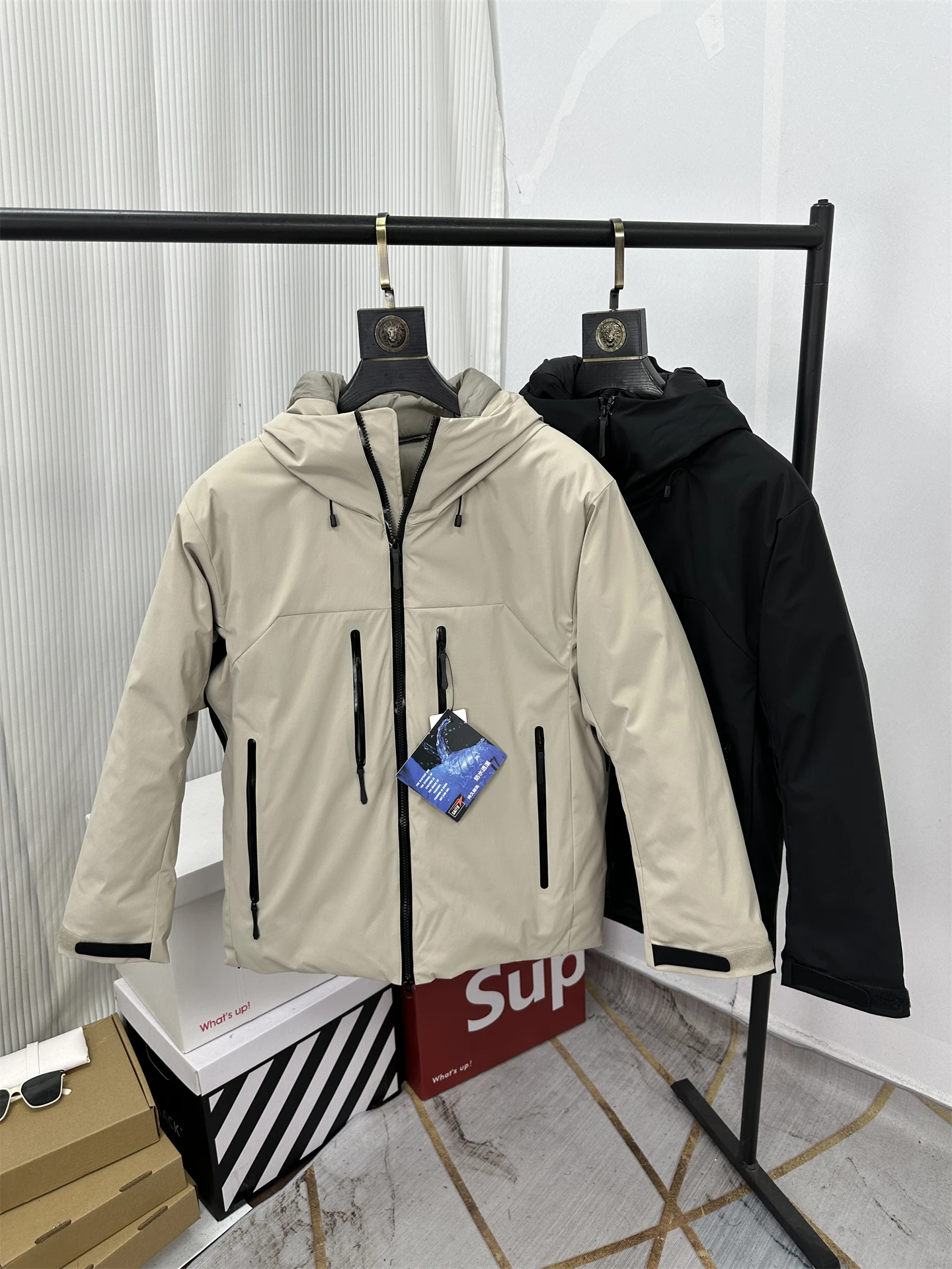 

Thiened Underarm Zipper Outdoor Sports Windproof Water-resistant Hooded Cotton Jaet Warm Outerwear Men's Faion Ci Sle