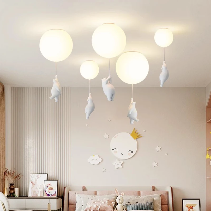 Modern LED Panda Pendant Light Creative Balloon Children's Room Pendant Light Scandinavian Netflix Bedroom Loft LED Pendant Ligh