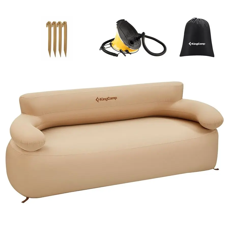 

Double Inflatable Couch for Camping, Portable Foldable EcoFriendly ReachCertified PVC Liner Air Lounger 2Person Blow Up Sofa wi