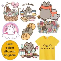 Pusheen Patches Clothing Heat Transfer Stickers Cartoon Anime Cats T-Shirt Ironing Patch Sticker Boys Girls DIY Clothes Gift New