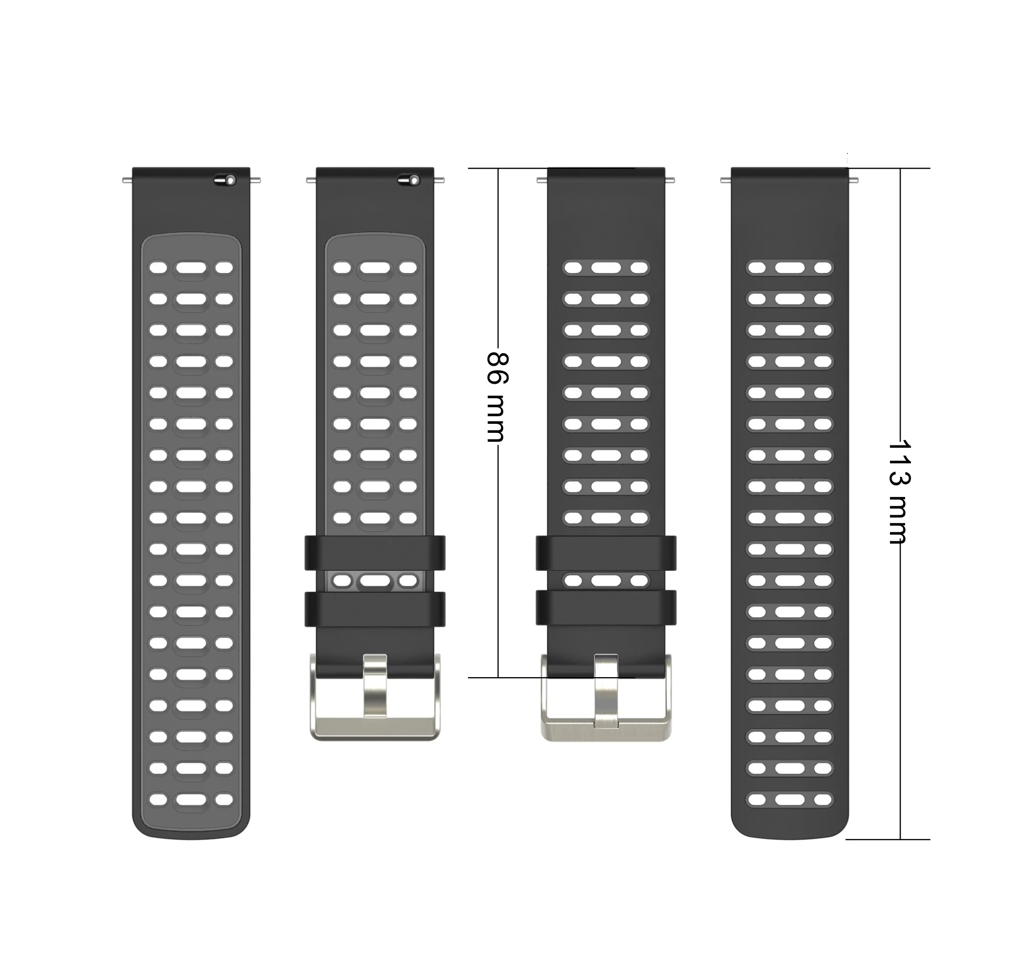 22mm Silicone Band For Xiaomi Mi Watch Color Sports Edition Strap Watchband Two-Tone Replacement Bracelet Wristband