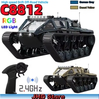 JHD Car For JJRC C8812 2.4G Full Scale Tracked Tank RC Car Model 360 Degree Rotation Drift Remote Control Off-Road Vehicle