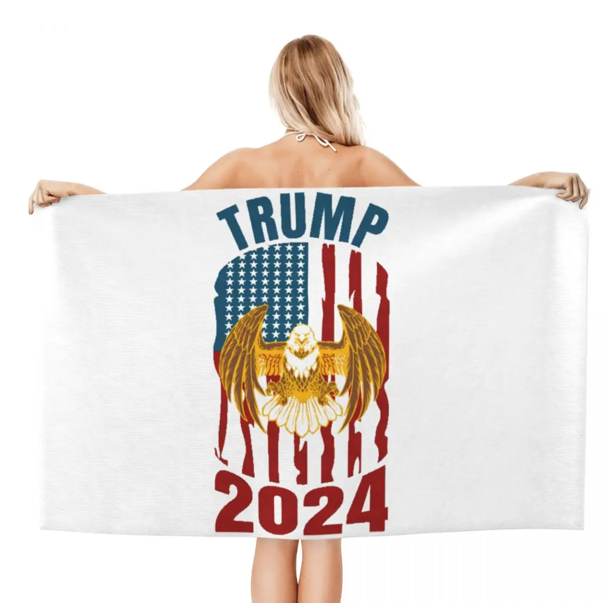 Personalized Trump 2024 Quick Dry Microfiber Beach Bath Towel Absorbent America USA Flag Yoga Shower Towels