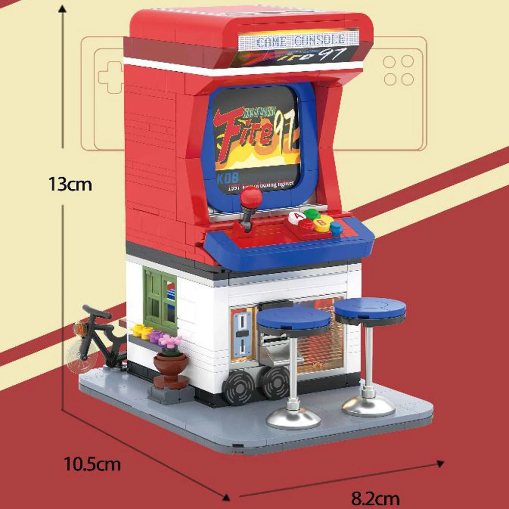 Idea City Street View Mini Block Klasyczna Gra Arcade Retro Sklep Figurki Model Zestawy Klocki do Składania Zabawka dla Dzieci Prezent
