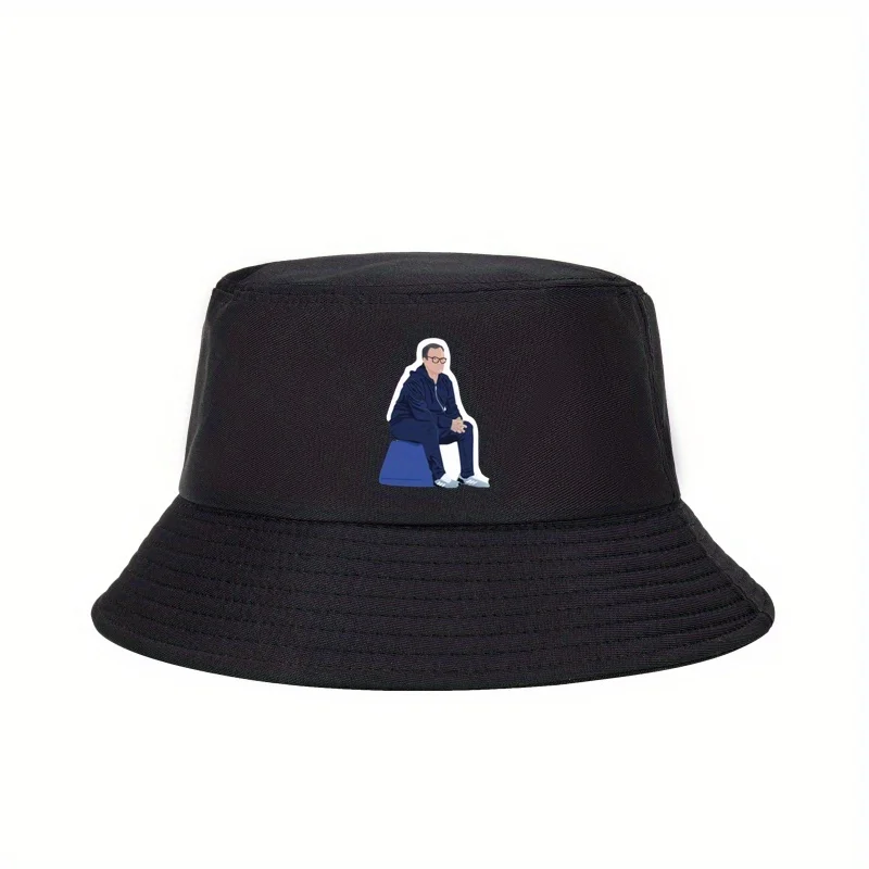 Sombrero tipo pescador unisex con diseño estampado de Marcelo Bielsa _ EL LOCO. Transpirable y Plegable, Este Traje Deportivo de Estilo Urbano para Exteriores