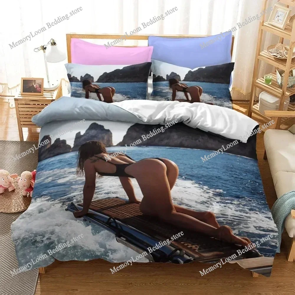 Sexy Buttocks Girl Bikini Bedding Set Soft Microfiber Quilt Cover Fashion Duvet Cover And Pillowcase Decor Bedroom Quilt Cover
