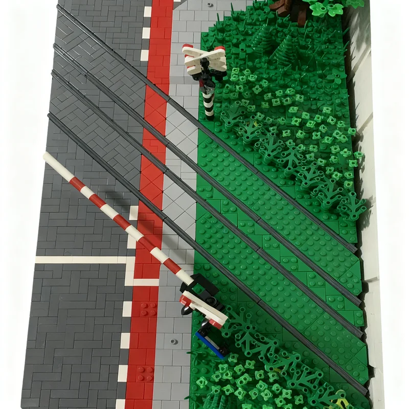 886개 MOC 대각선 트램 트랙 도로 자전거 경로 도시 모델 블록 건축 크리스마스 선물 장난감 교육용 어린이