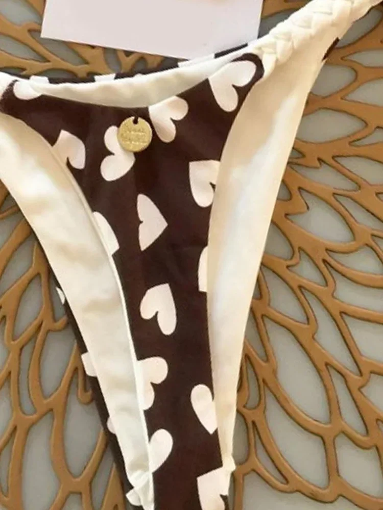 OIINAA Stampato Costume da bagno sexy Donna Bikini Set Perizoma Halter Backless Due pezzi Lace Up Moda femminile Costumi da bagno Costume da bagno Beachwear