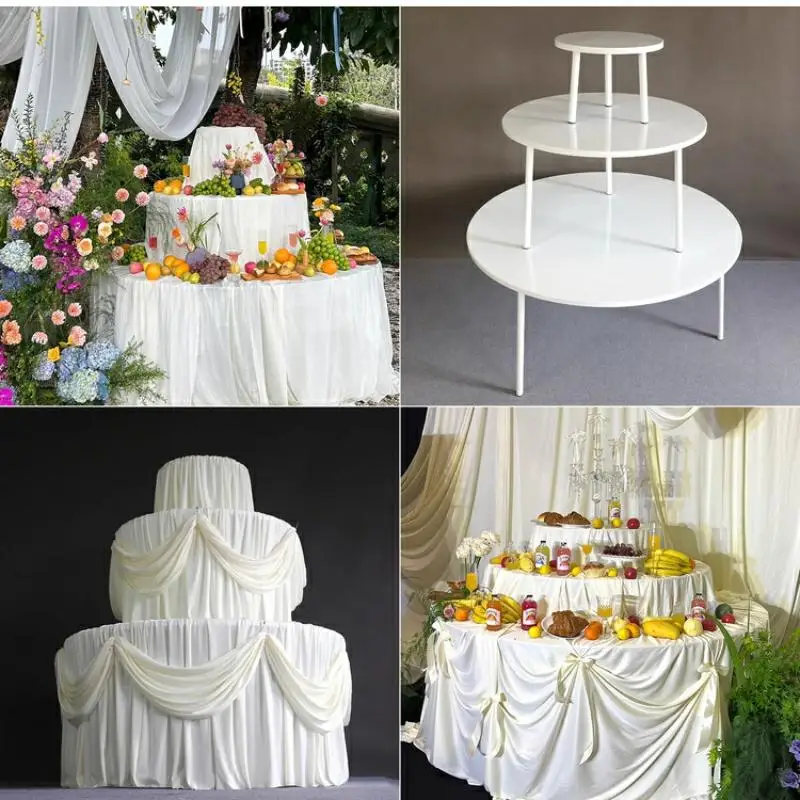 

Wedding Three layer Round Cake Dessert Table Terrace Engagement Banquet Year's Eve Banquet Party Decoration Lawn Birthday Props