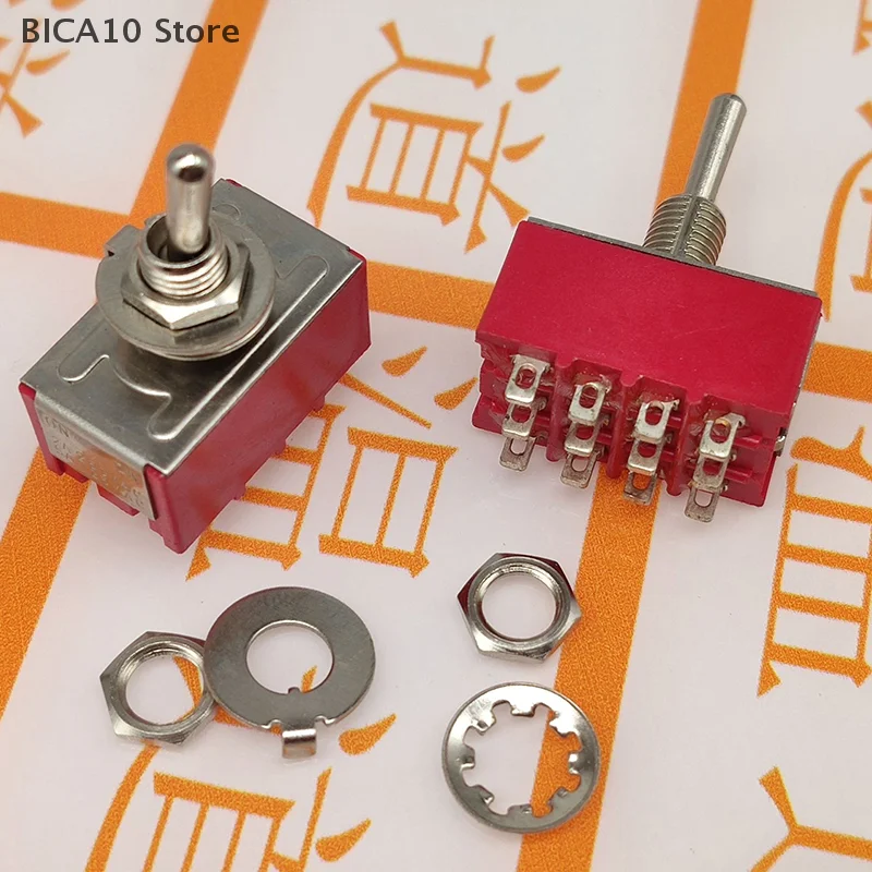 1 قطعة 12Pin تبديل مفاتيح الأحمر 2/3 موقف ON-ON DPDT مفاتيح تبديل صغيرة 5A/125 فولت-2A/250 فولت التيار المتناوب MTS-402 مفتاح بـزر دفع