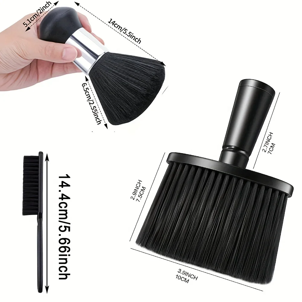 مجموعة فرش إزالة غبار الرقبة لقص الشعر الاحترافي مكونة من 5 قطع، أداة تصفيف الشعر ذات الشعيرات، مقبض ABS، مستلزمات تنظيف نوع الشعر #4