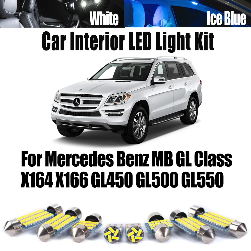 Canbus No Error For LED Interior Dome Map Trunk Light Kit Mercedes Benz MB GL Class X164 X166 GL450 GL500 GL550 Car Reading Bulb