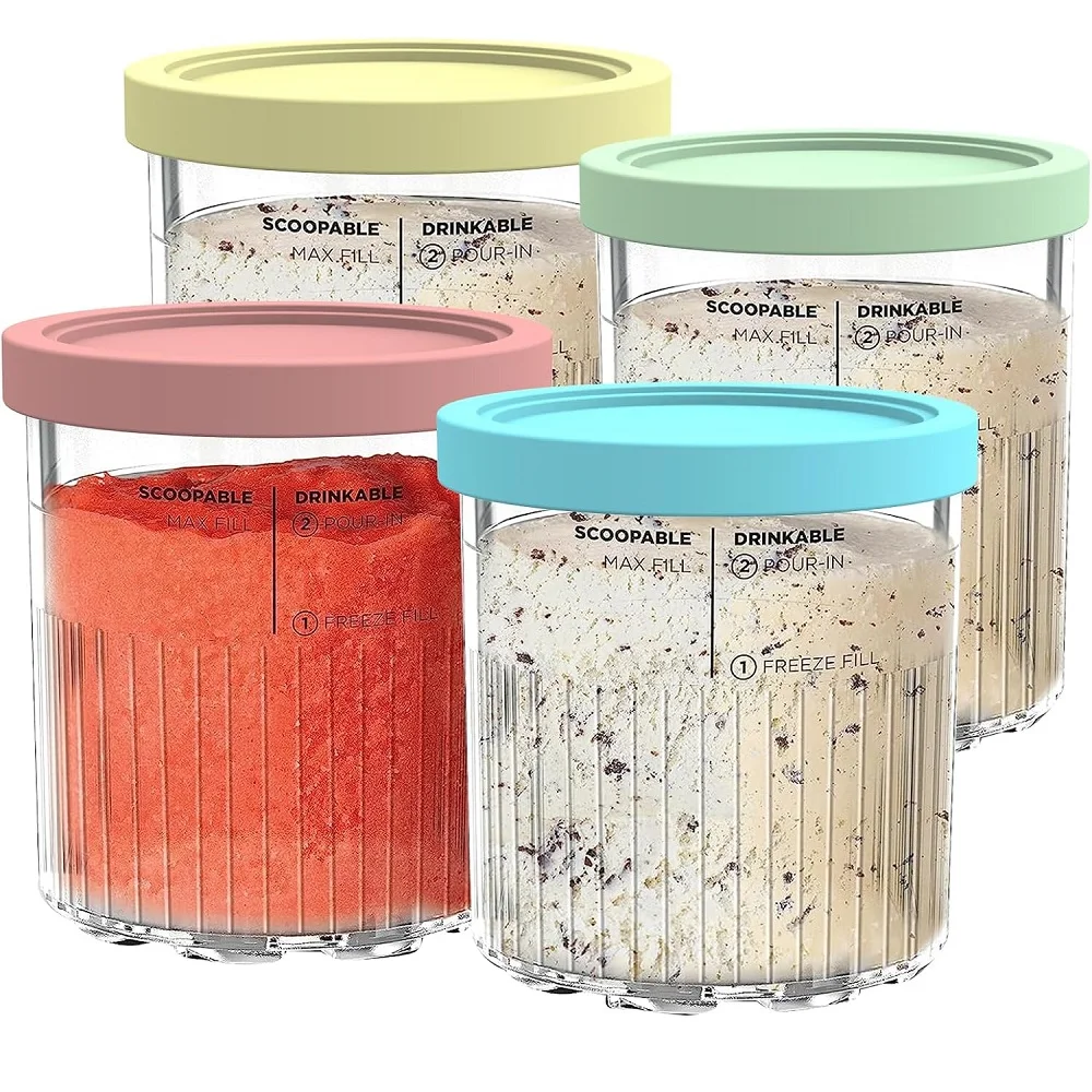 

4 Pack Replacement for Ninja Creami Pints and Lids Compatible with Ninja NC501 NC500 Series Creami Deluxe ice Cream Mak