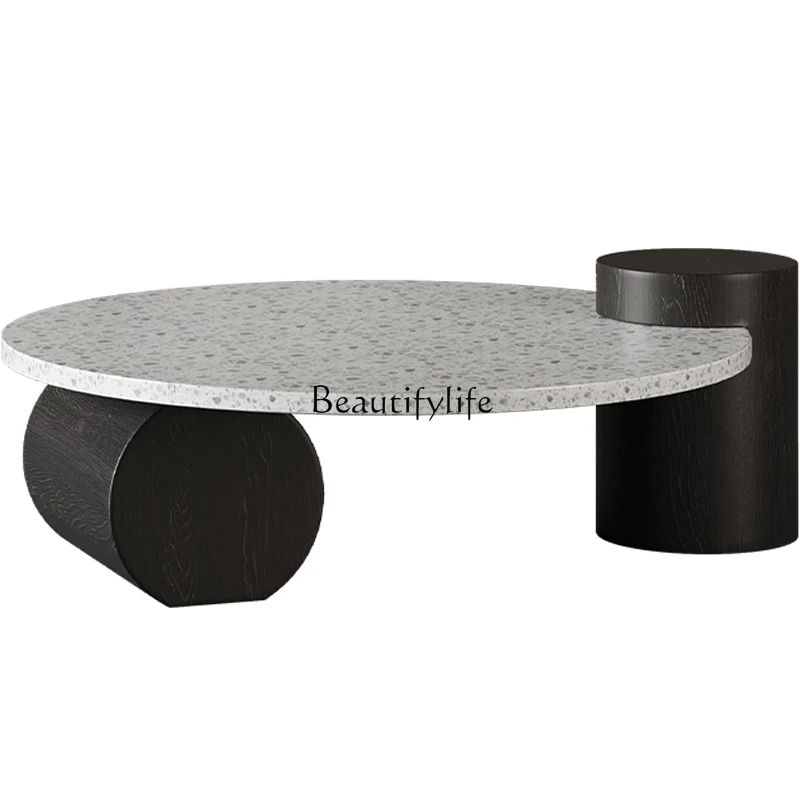 

Wabi Sand Wind Italian Simple Terrazzo Household Coffee Table Round Living Room Sitting Coffee Table