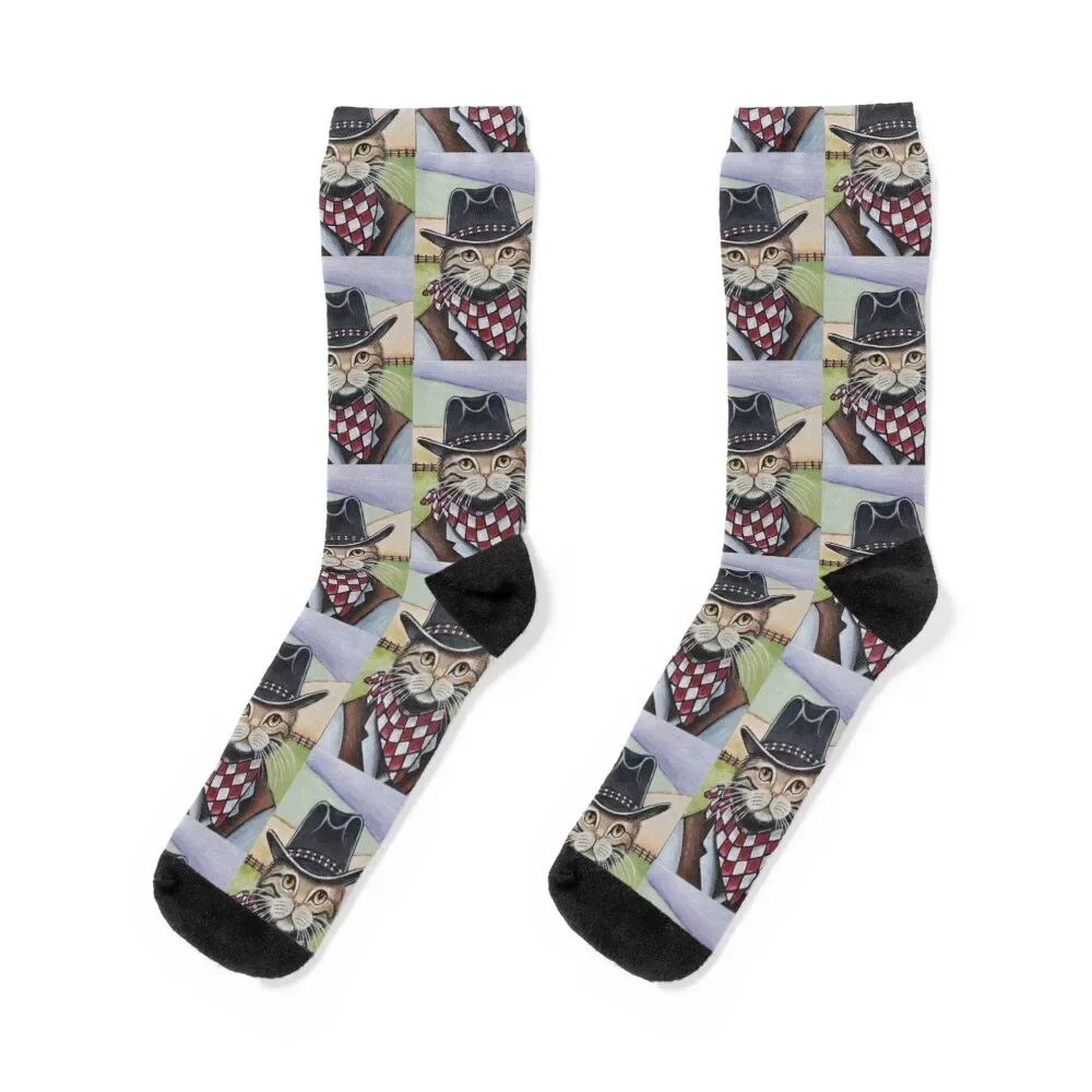 

Cowboy Cat, “I wanna be a Cowboy!” Socks Rugby luxe funny gift FASHION Women's Socks Men's