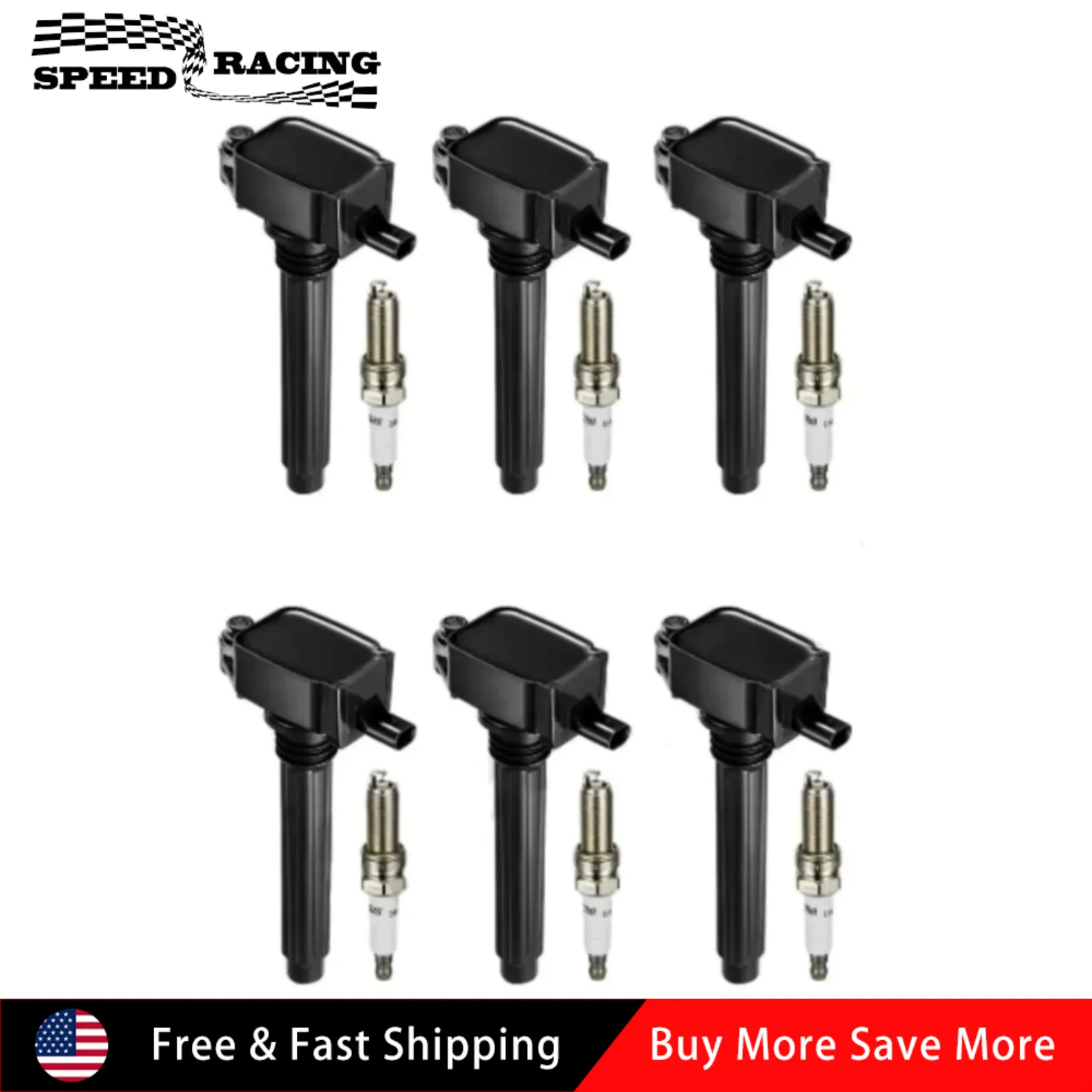 

5149168AH 6pcs Ignition Coils and Spark Plugs For 2014-2017 Dodge Ram ProMaster 1500 2500 3500 3.6L 2014-2017 Jeep Cherokee 3.2L