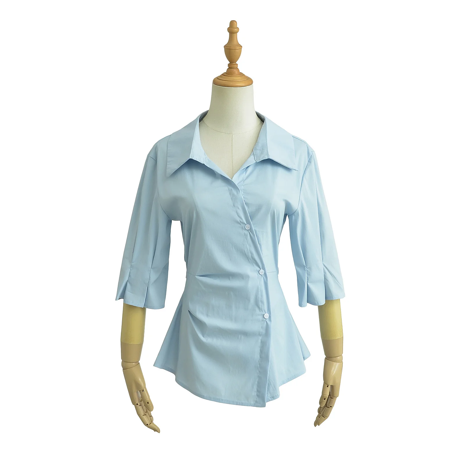 

Street Sle Slim Fit White irt Асимметричный подол на одной пуговице Сексуальная талия Tu с мультяшным дизайном тела Воротник Чистый цвет