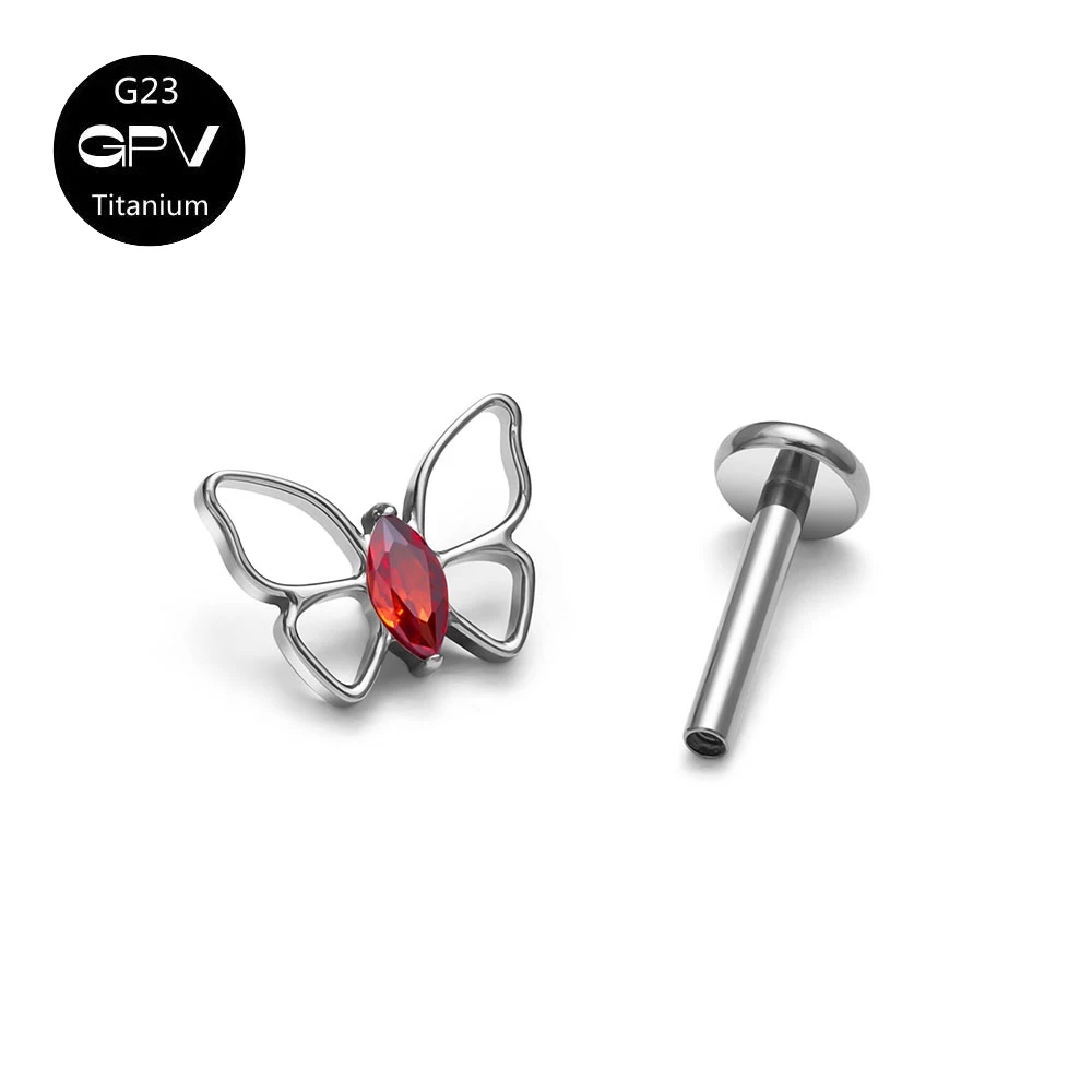 ASTM G23 Titanium Ear Cartilage Nail 16G Personalized Hollow Butterfly Women\'s Perforated Jewelry Internal Thread Earnail