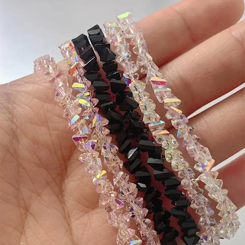 1Pc Transparent Crystal Irregular Beaded Bracelet Women‘s Shiny Mulit-cut Pink Glass Chain On The Hand Jewelry Girls Gifts