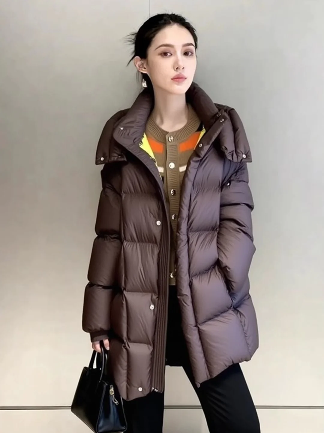 

Ele Long Women's Puffer Jaet a Foam Winter Thi Outerwear Ci Casual Sle Regular Fit White Du down Filling