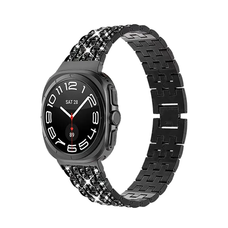 Watchband For Samsung Galaxy Watch 7 47MM Ultra LTE Stainless Steel Strap Samsung Watch 7 47MM LTE Diamond Stainless Steel Band