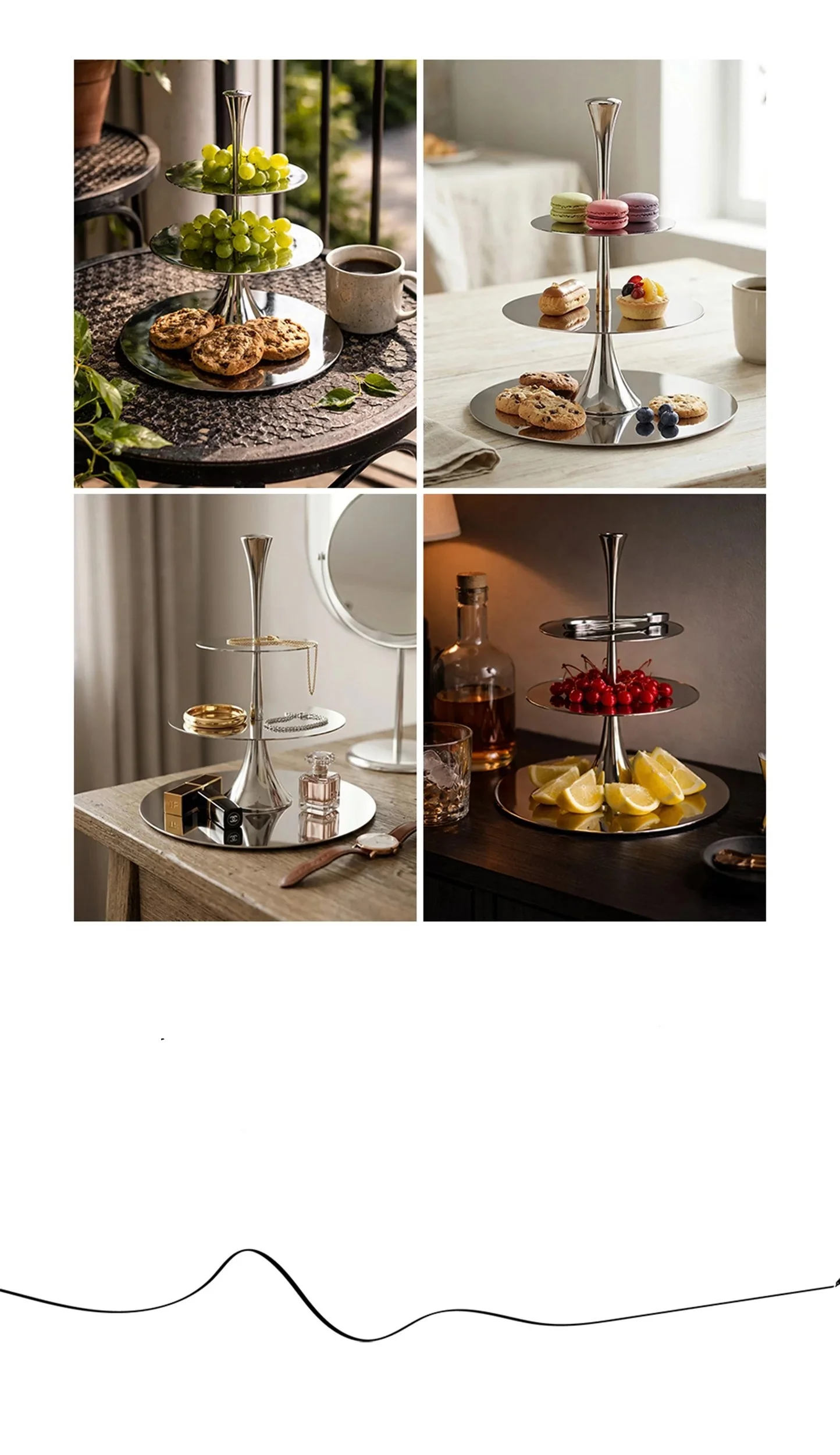 Multi-layer Afternoon Tea Snack Stand - Stainless Steel, Luxurious High-End, Suitable Home Use, High-End Hotel Cake Dessert Stan