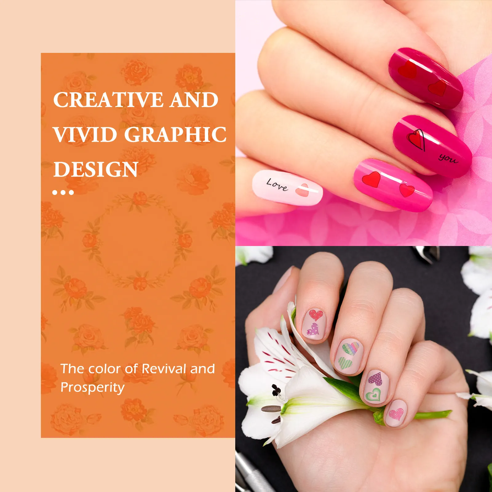 

12 Pcs Nail Art Stickers for Women Cartoon Fingernail Decals Manicure Decoration