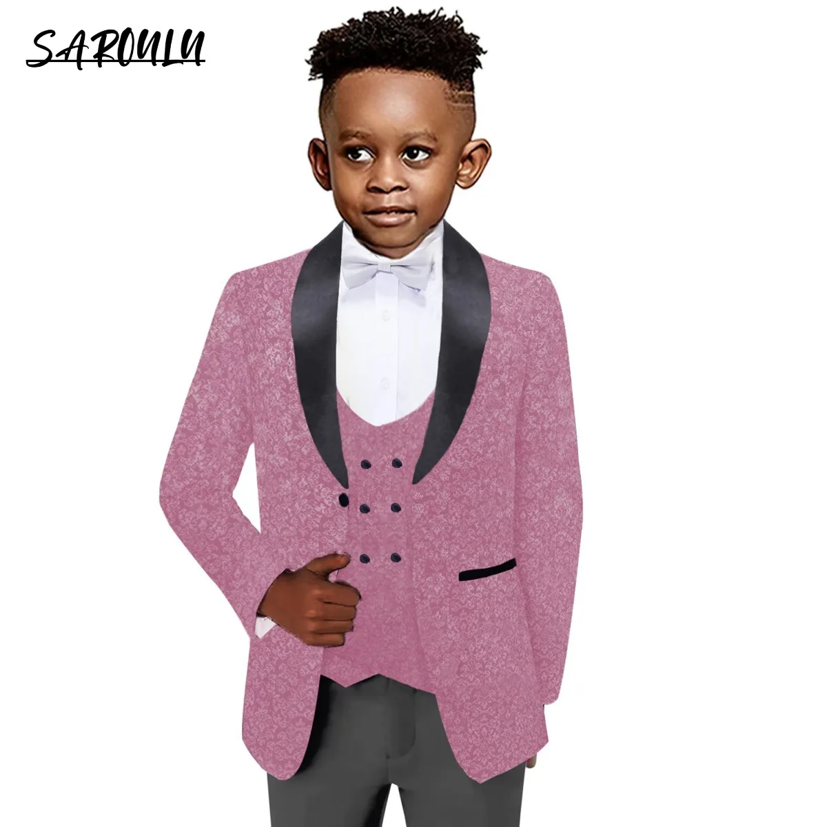 

Paisley 3 Pieces Kids Wedding Suits Boys Ring Tuxedo Wedding Party Kids Formal Blazer Vest And Pants 2T-18 Slim Fit Suit #DL1118